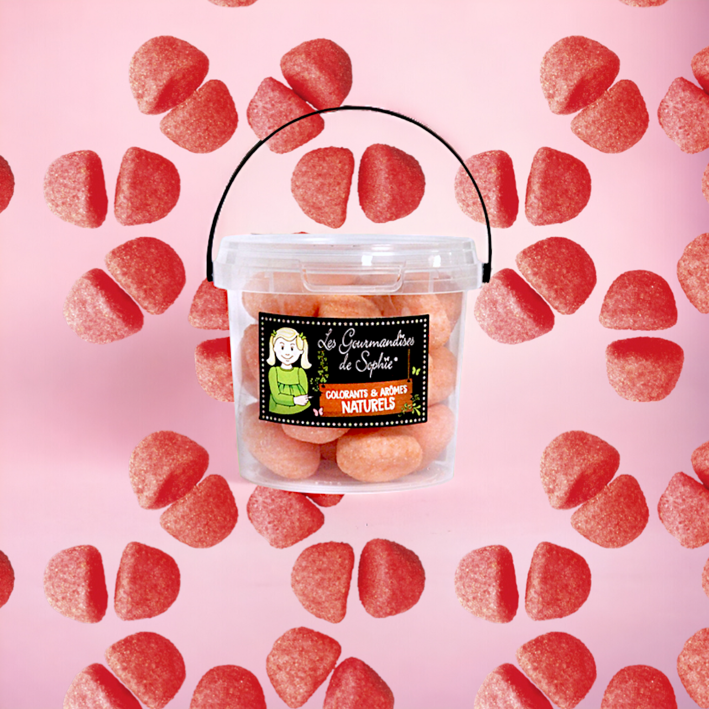 Bonbons fraises - Mini seau