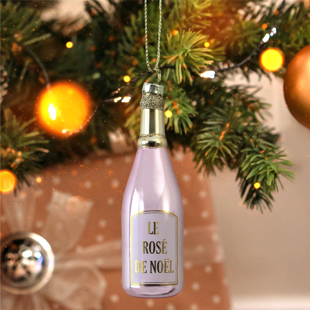 Boule de Noël Bouteille de vin Rosé