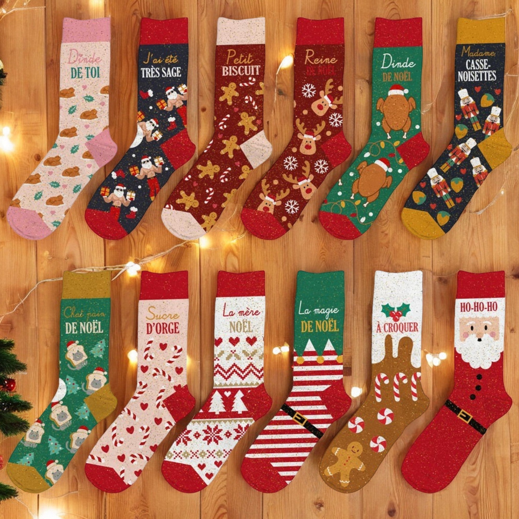 Chaussettes paillettes de Noël