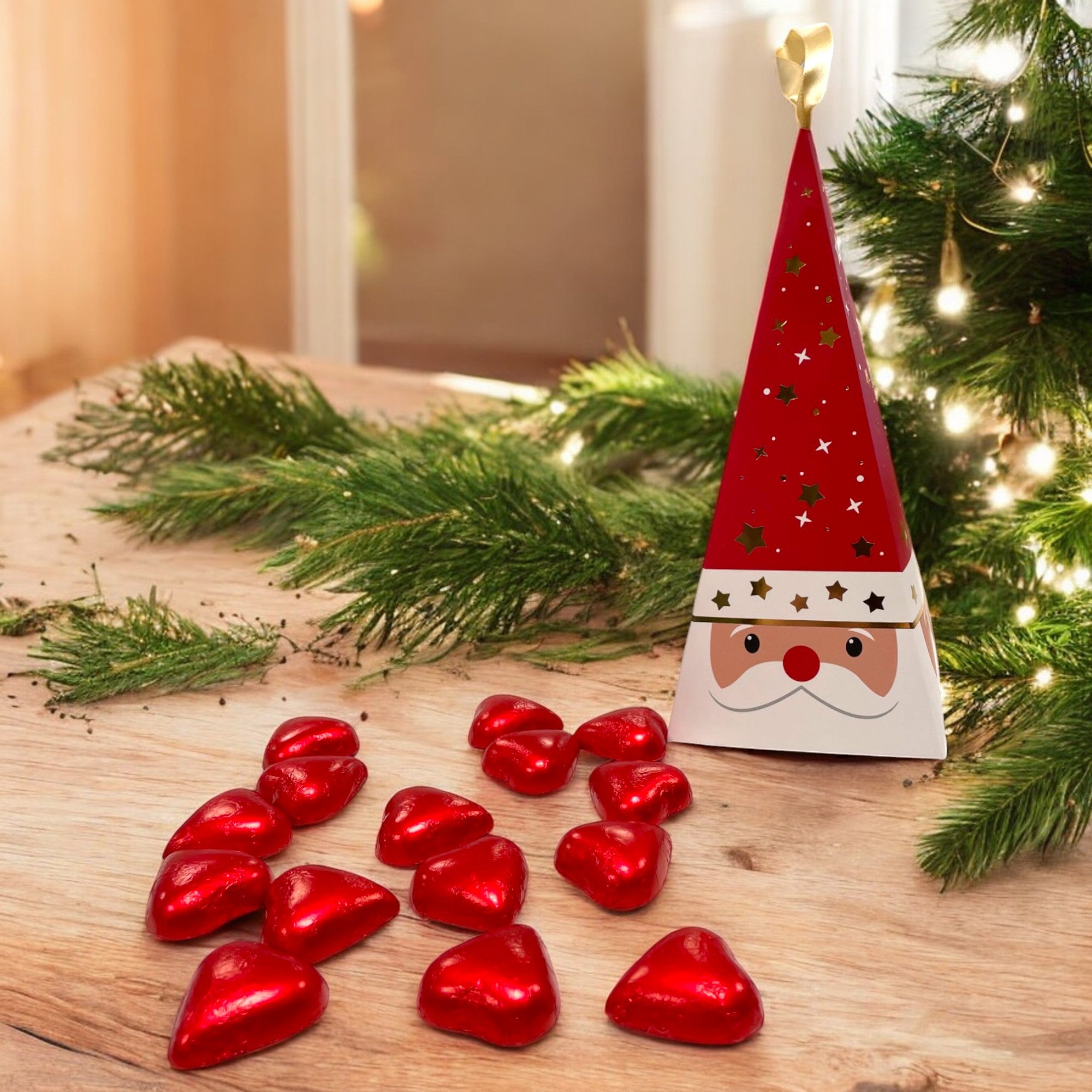 Cracker Père Noël coeurs en chocolat